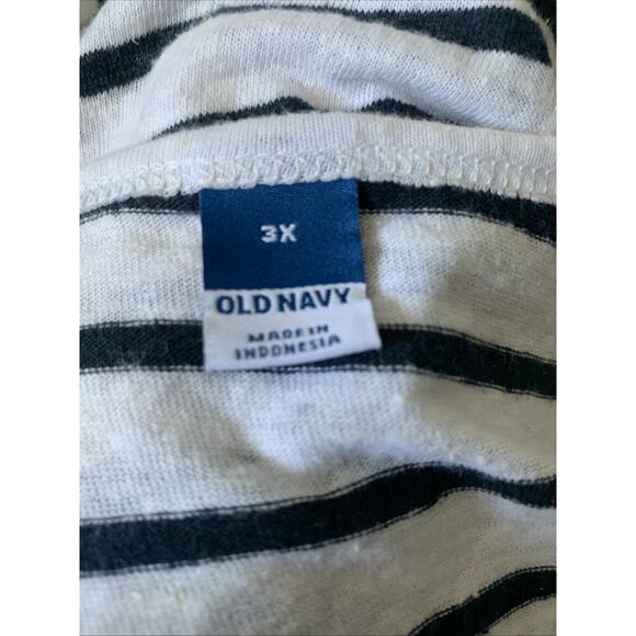 Old Navy Linen Blend Henley Shirt Women's Striped V-Neck Short Sleeve White 3X - Picture 4 of 12